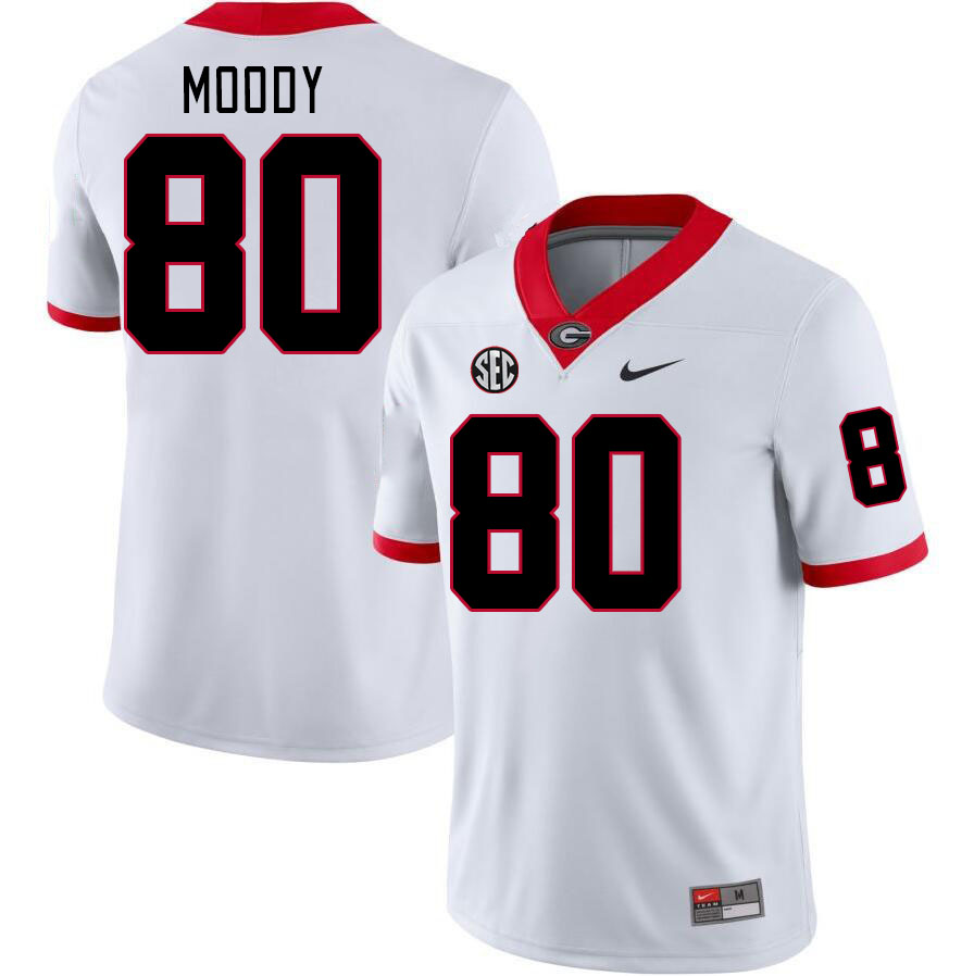Men #80 Brandon Moody Georgia Bulldogs College Football Jerseys Stitched-White